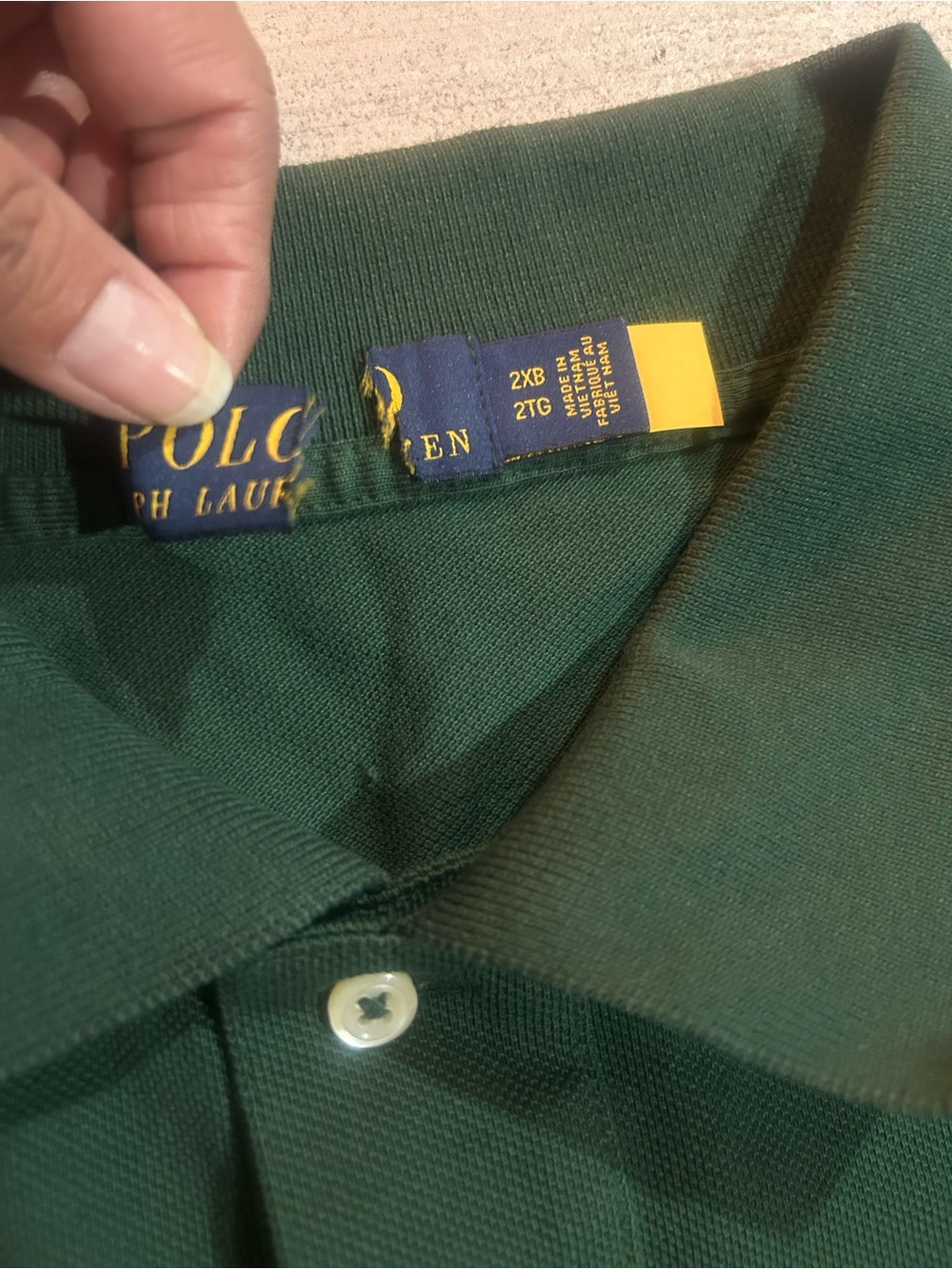 NEW Polo Ralph Lauren Green Long Sleeve Mesh Polo logo Pony Size 2XB - Picture 4 of 6